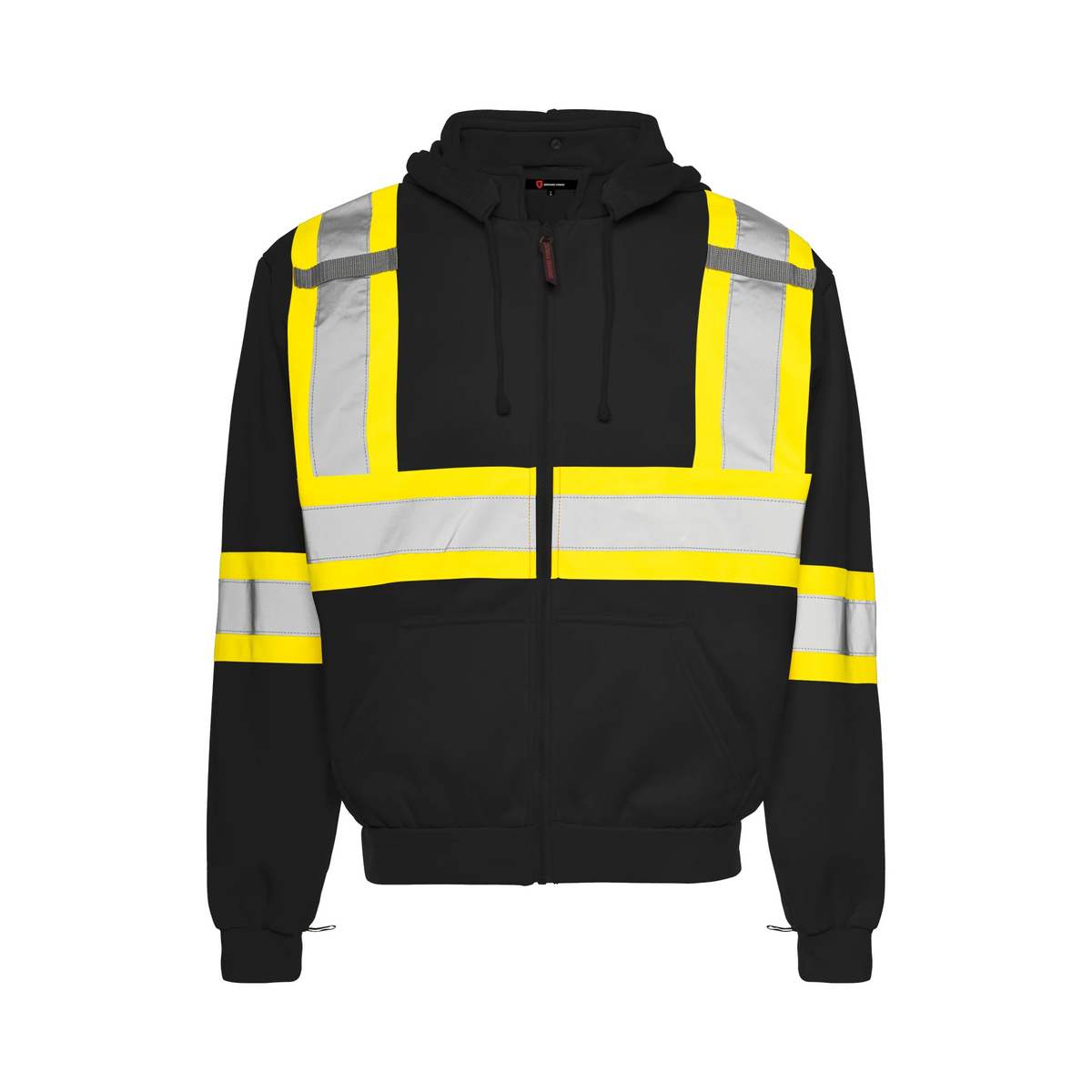 TH3 - Traffic Hoodie w/ Detachable Hood, 4″ Refl. Tape - Black