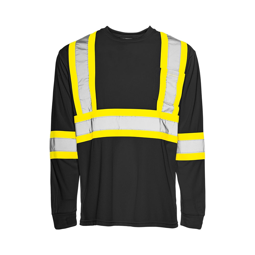 TT2 - Long Sleeve Polyester Traffic T-Shirt, 4″ Refl. Tape