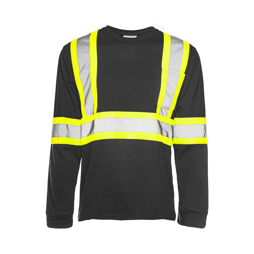 TT4 - Long Sleeve Cotton Traffic T-Shirt, 4″ Refl. Tape - Black