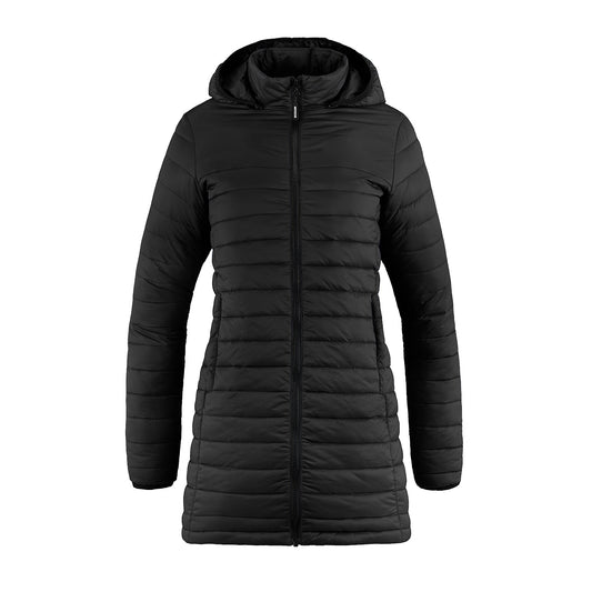 Muskoka Trail Garment Co. - Glacier Bay Ladies Full Length Puffy Jacket w/ Detachable Hood - Black