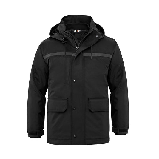 CX2 - Pinnacle Heavy Duty 3 in 1 Parka w/ Detachable Hood - Black