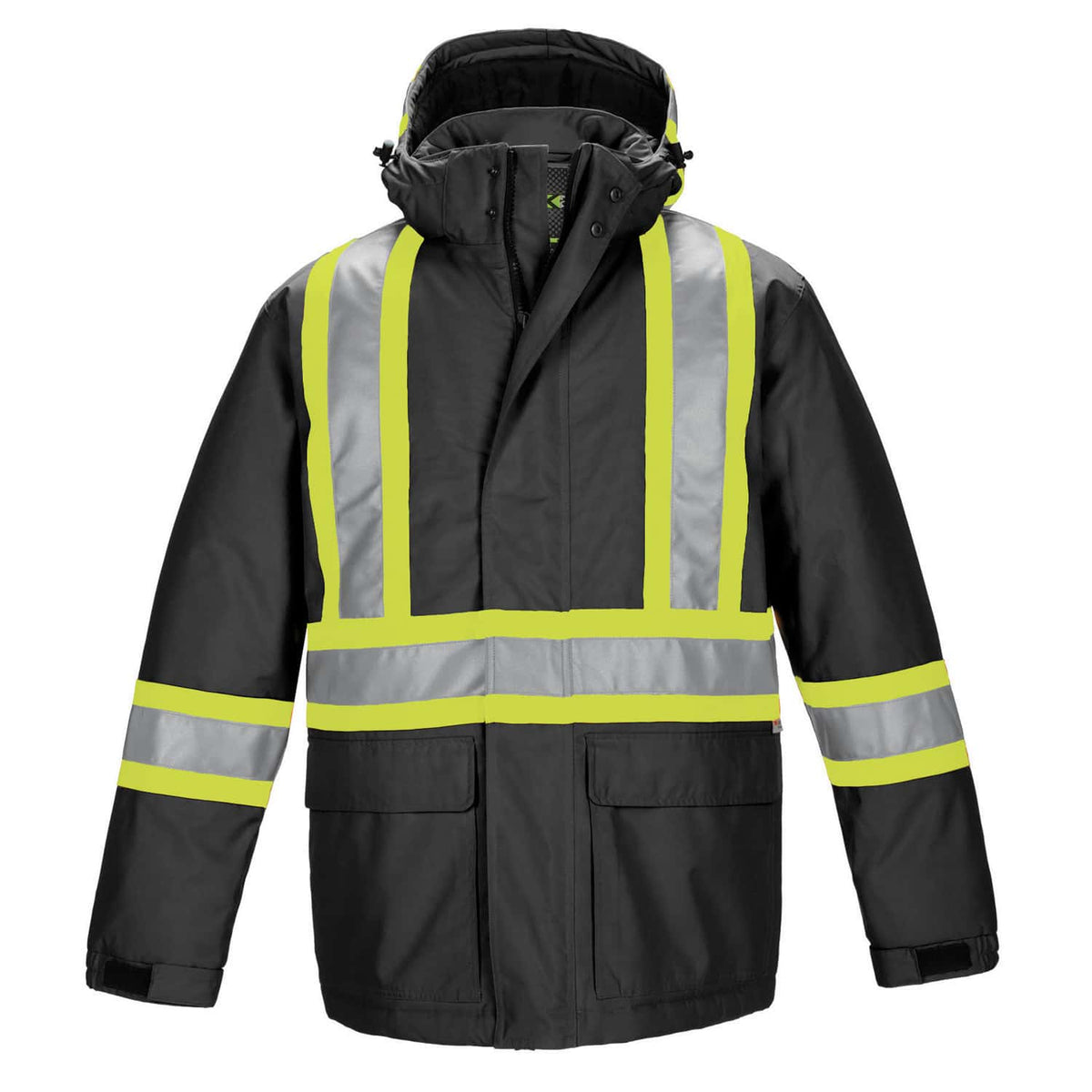 CX2 Hi-Vis - Armour Hi Vis Insulated Parka w/ Detachable Hood - Black
