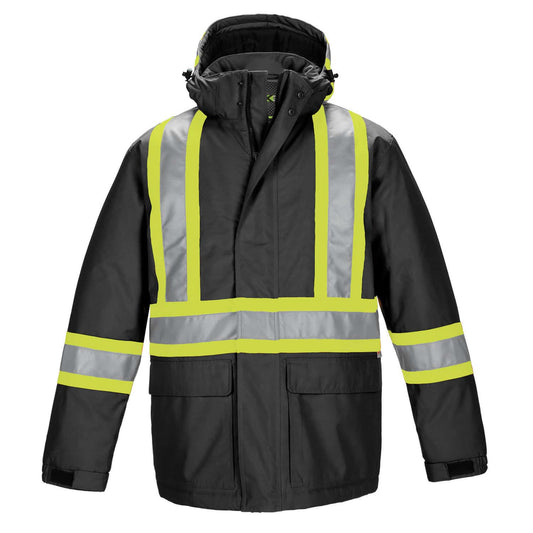 CX2 Hi-Vis - Armour Hi Vis Insulated Parka w/ Detachable Hood - Black
