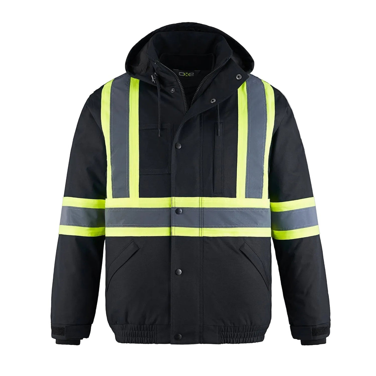 CX2 Hi-Vis - Peterbuilt Hi Vis 3 in 1 Bomber Jacket w/ Detachable Hood - Black