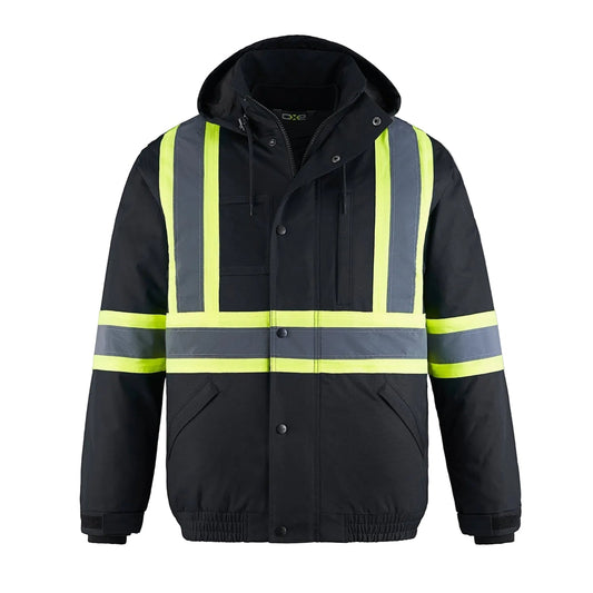 CX2 Hi-Vis - Peterbuilt Hi Vis 3 in 1 Bomber Jacket w/ Detachable Hood - Black