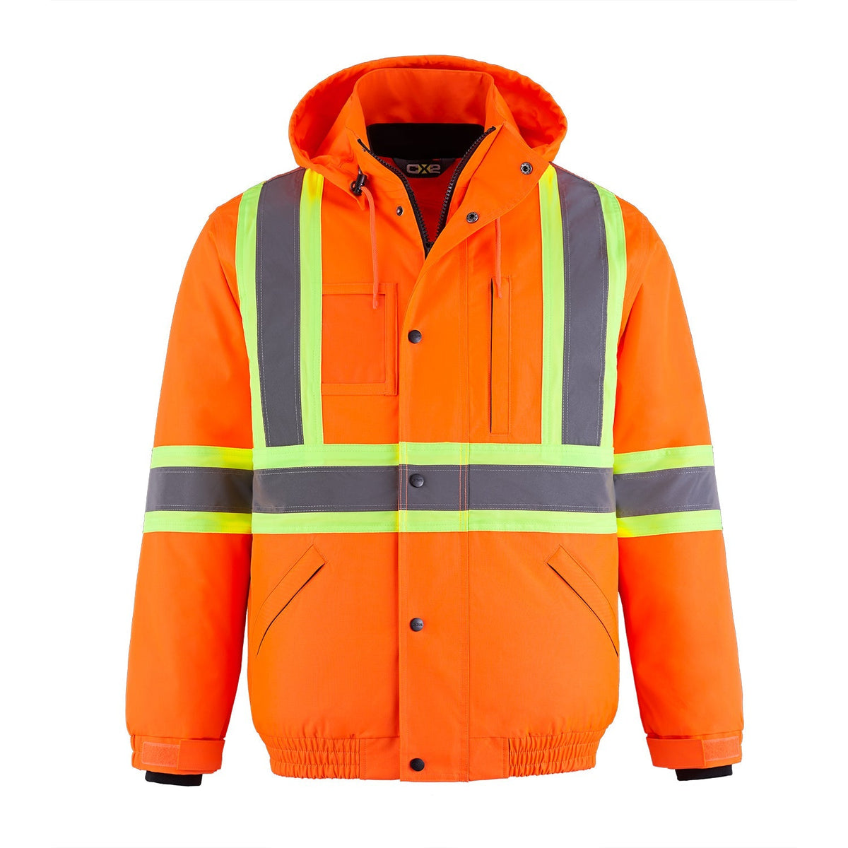 CX2 Hi-Vis - Peterbuilt Hi Vis 3 in 1 Bomber Jacket w/ Detachable Hood - Hi-Vis Orange