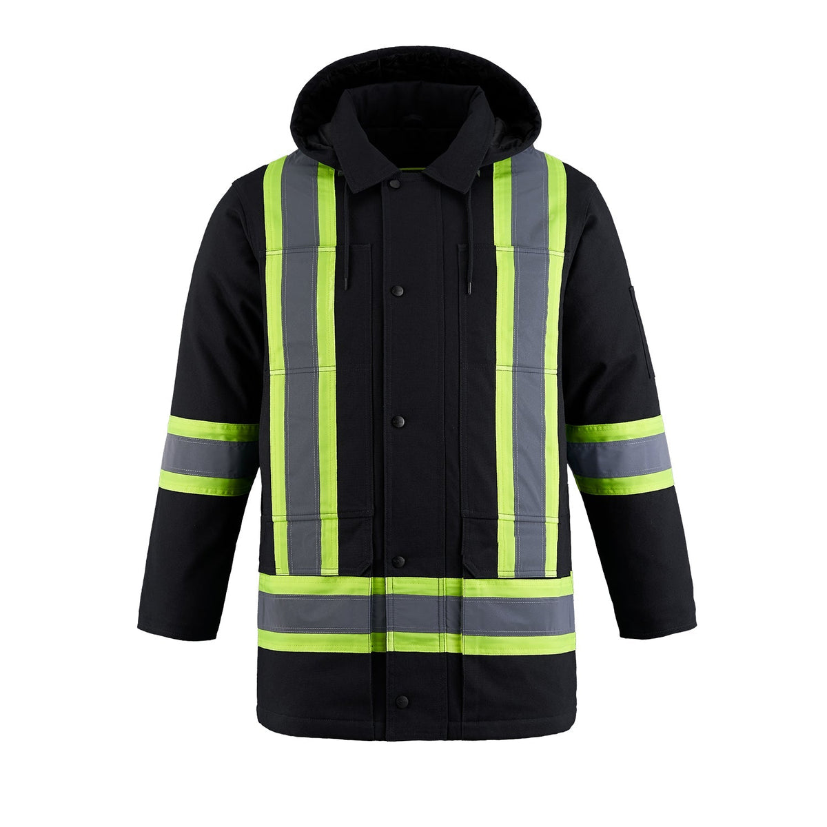 CX2 Hi-Vis - Kingpin Cotton Canvas Hi Vis Insulated Parka w/ Detachable Hood - Black
