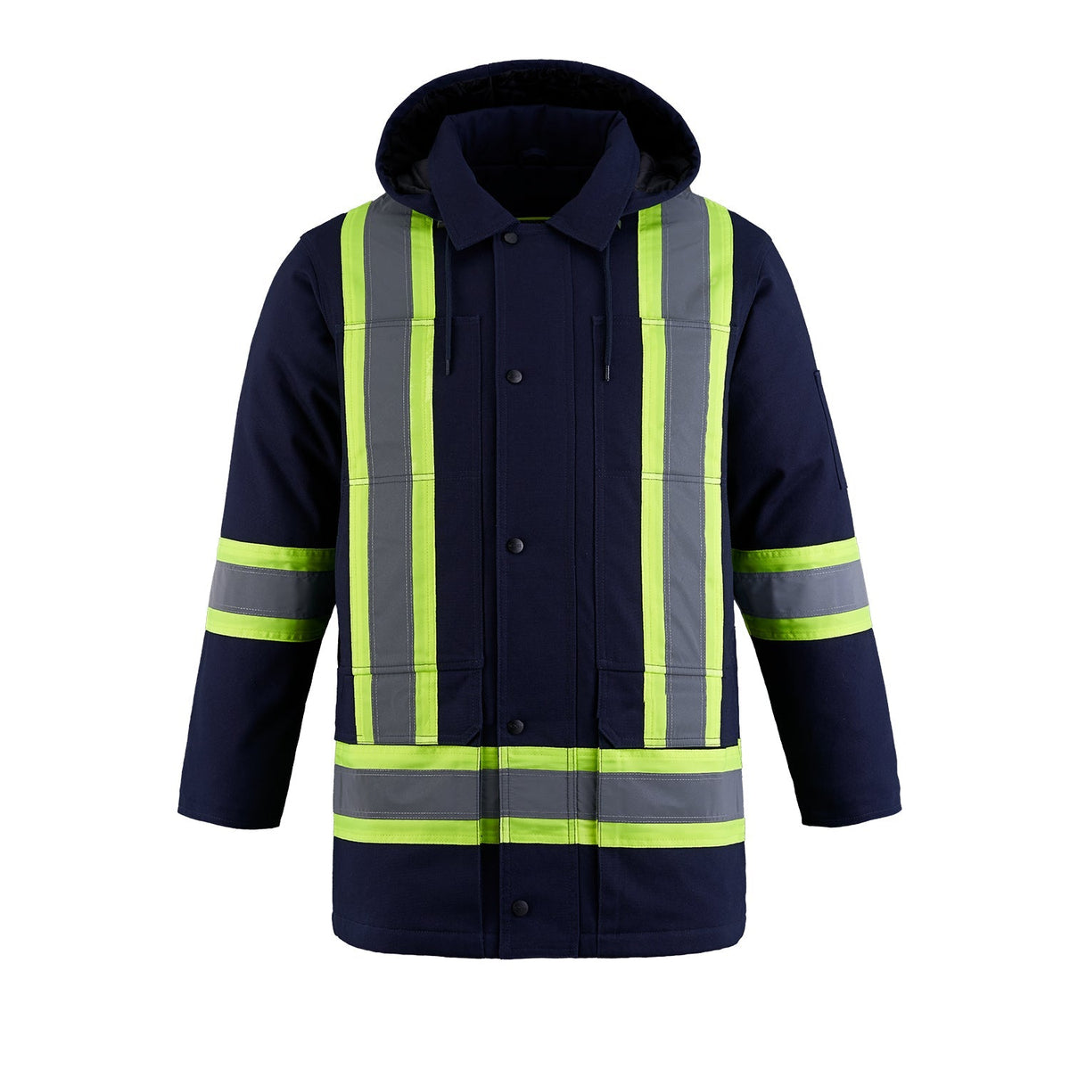 CX2 Hi-Vis - Kingpin Cotton Canvas Hi Vis Insulated Parka w/ Detachable Hood - Navy