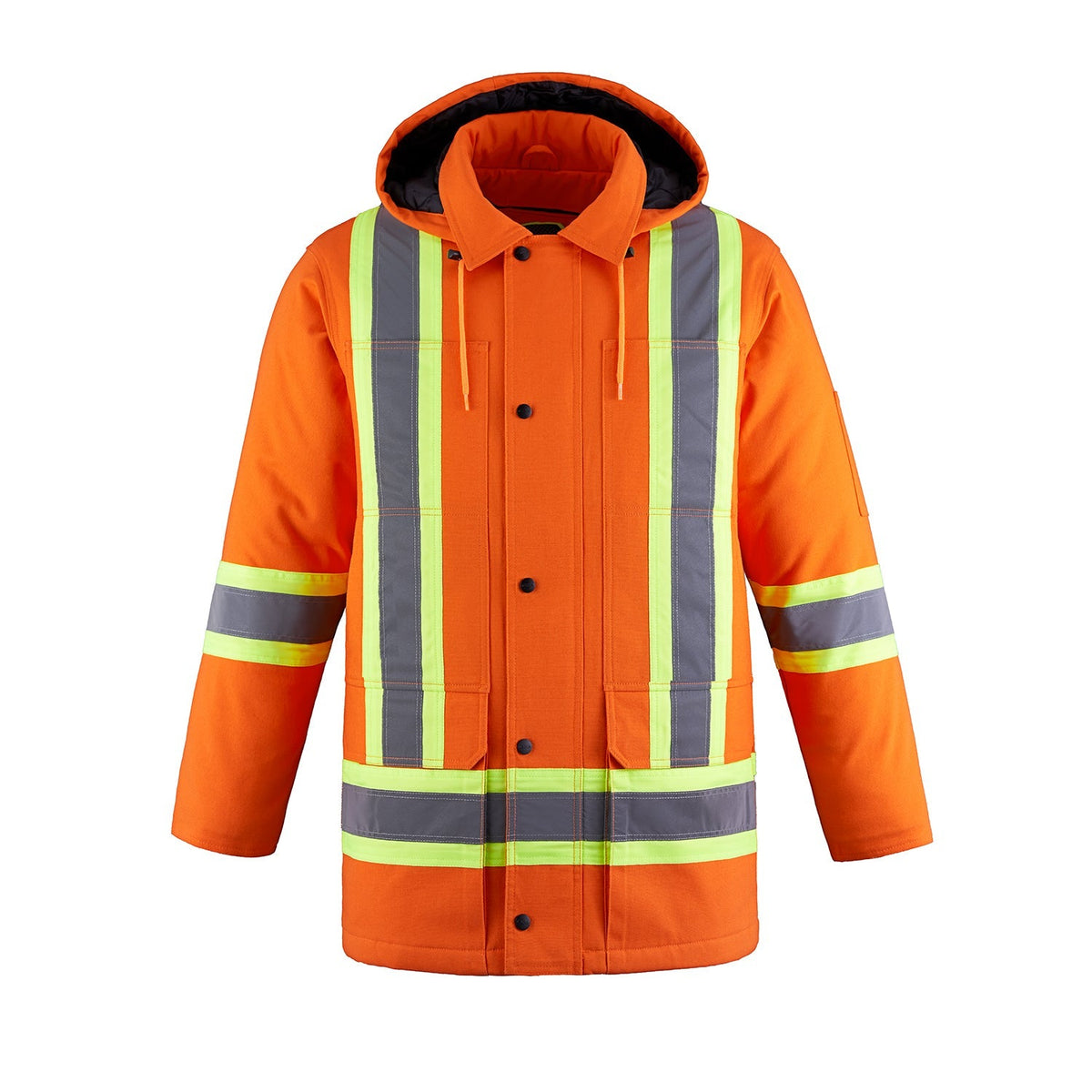 CX2 Hi-Vis - Kingpin Cotton Canvas Hi Vis Insulated Parka w/ Detachable Hood - Orange