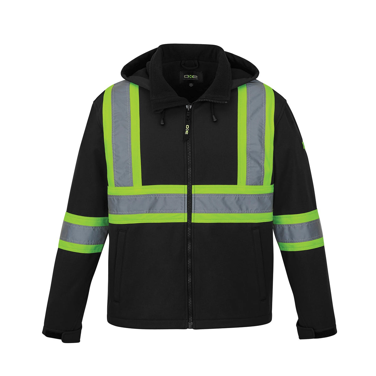 CX2 Hi-Vis - Shield Hi Vis Softshell Jacket w/ Detachable Hood - Black