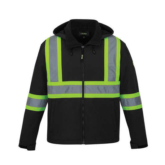 CX2 Hi-Vis - Shield Hi Vis Softshell Jacket w/ Detachable Hood - Black