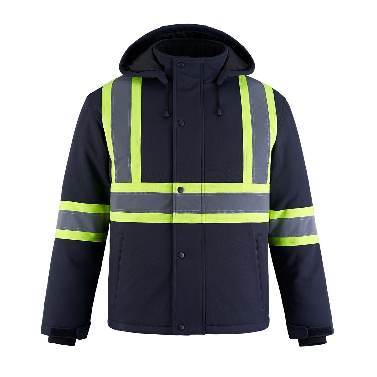CX2 Hi-Vis - Freightliner Hi Vis Insulated Softshell Jacket w/ Detachable Hood - Navy