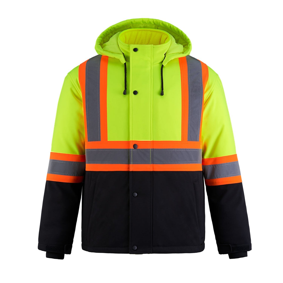 CX2 Hi-Vis - Freightliner Hi Vis Insulated Softshell Jacket w/ Detachable Hood - Hi-Vis Yellow