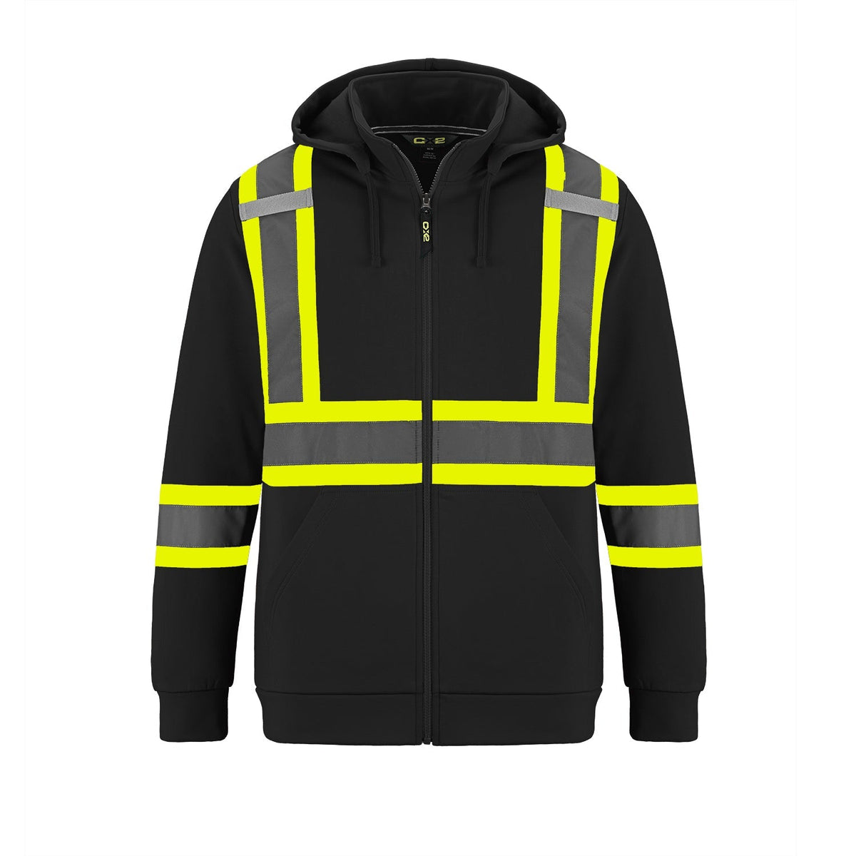 CX2 Hi-Vis - Infinity Hi Vis Full Zip Hooded Sweatshirt w/ Detachable Hood - Black