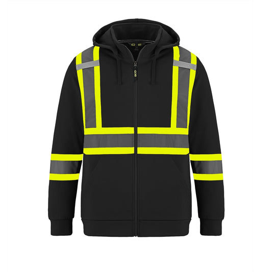 CX2 Hi-Vis - Infinity Hi Vis Full Zip Hooded Sweatshirt w/ Detachable Hood - Black
