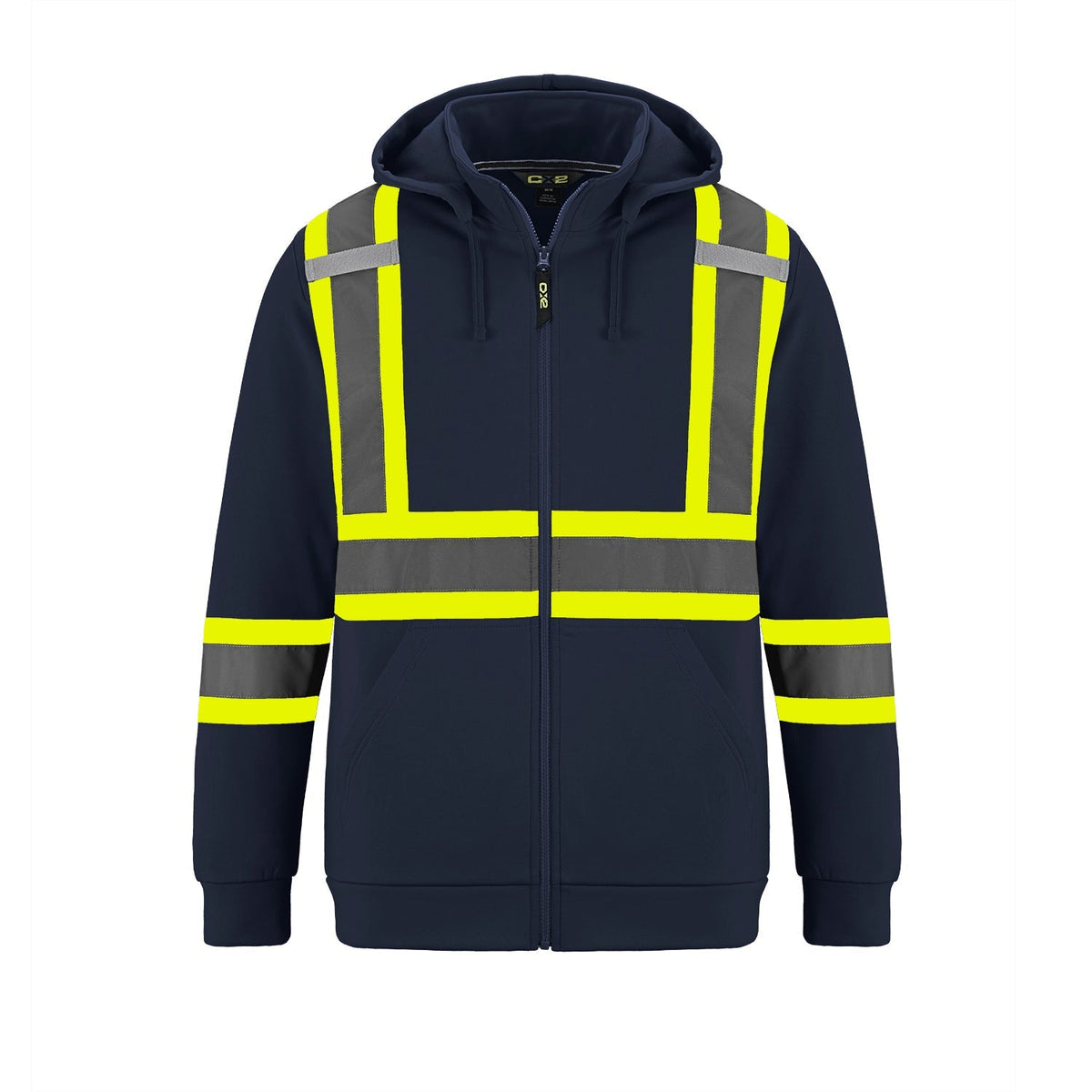 CX2 Hi-Vis - Infinity Hi Vis Full Zip Hooded Sweatshirt w/ Detachable Hood - Navy