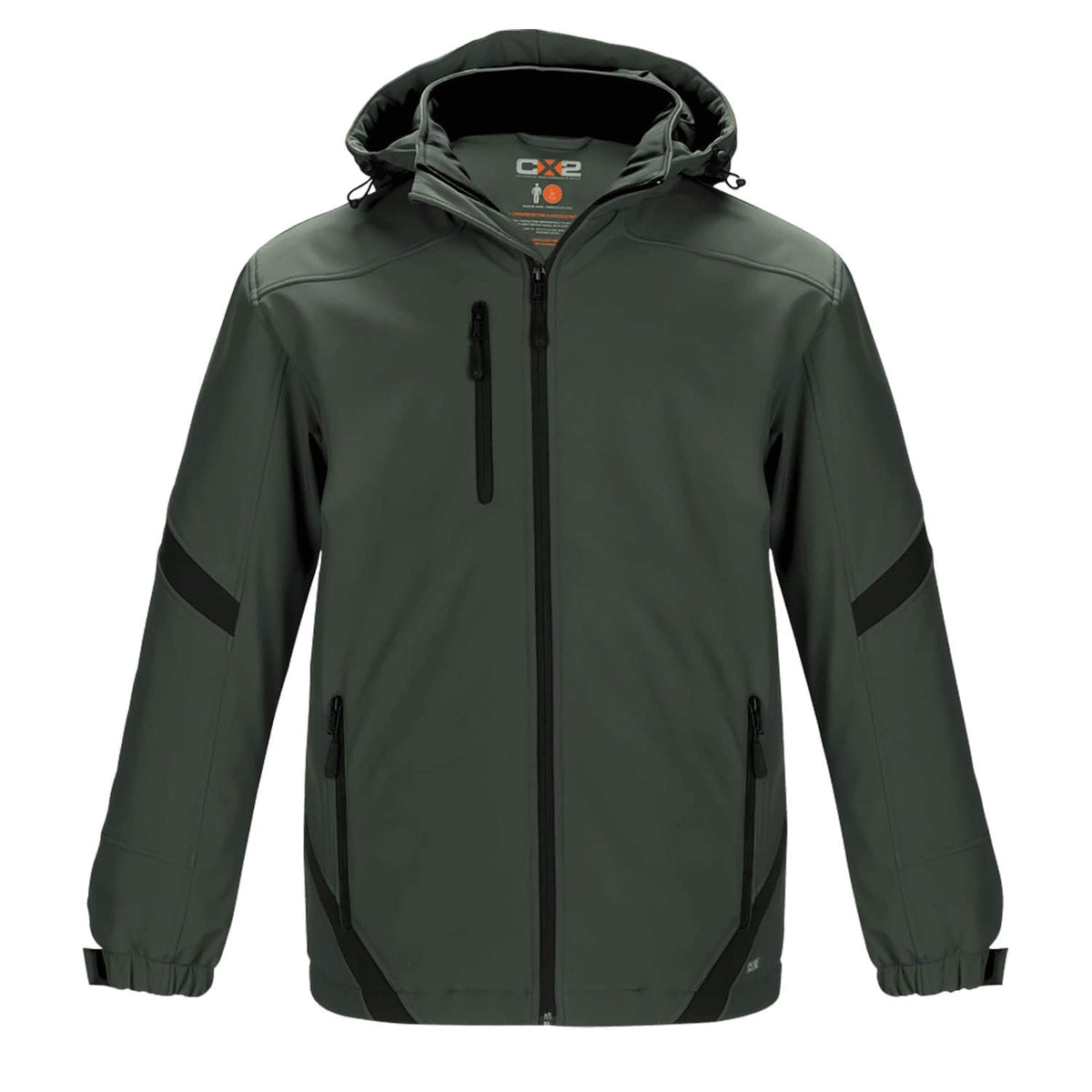 CX2 - Typhoon Men's Insulated Softshell Jacket w/ Detachable Hood - Gunmetal/Black
