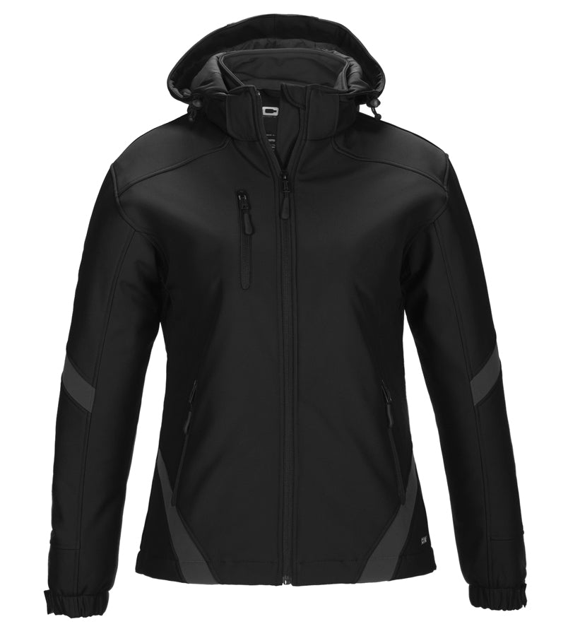 CX2 - Typhoon Ladies Insulated Softshell Jacket w/ Detachable Hood - Black/Gunmetal
