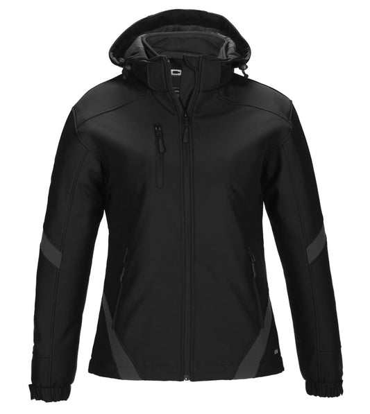 CX2 - Typhoon Ladies Insulated Softshell Jacket w/ Detachable Hood - Black/Gunmetal