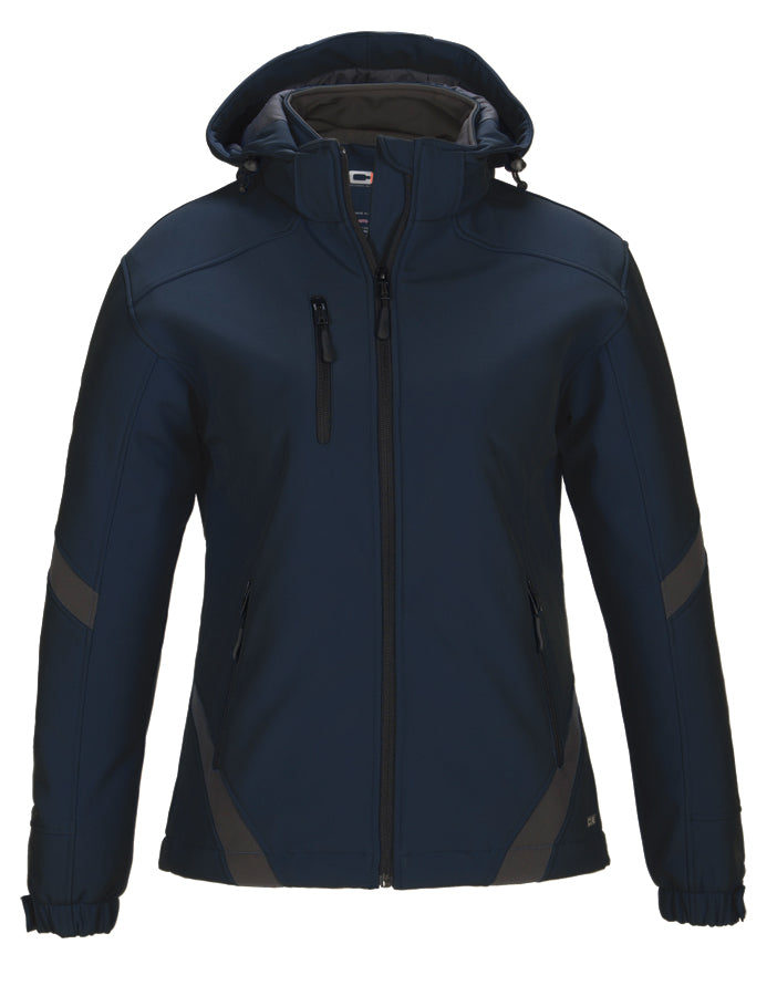CX2 - Typhoon Ladies Insulated Softshell Jacket w/ Detachable Hood - Navy/Gunmetal