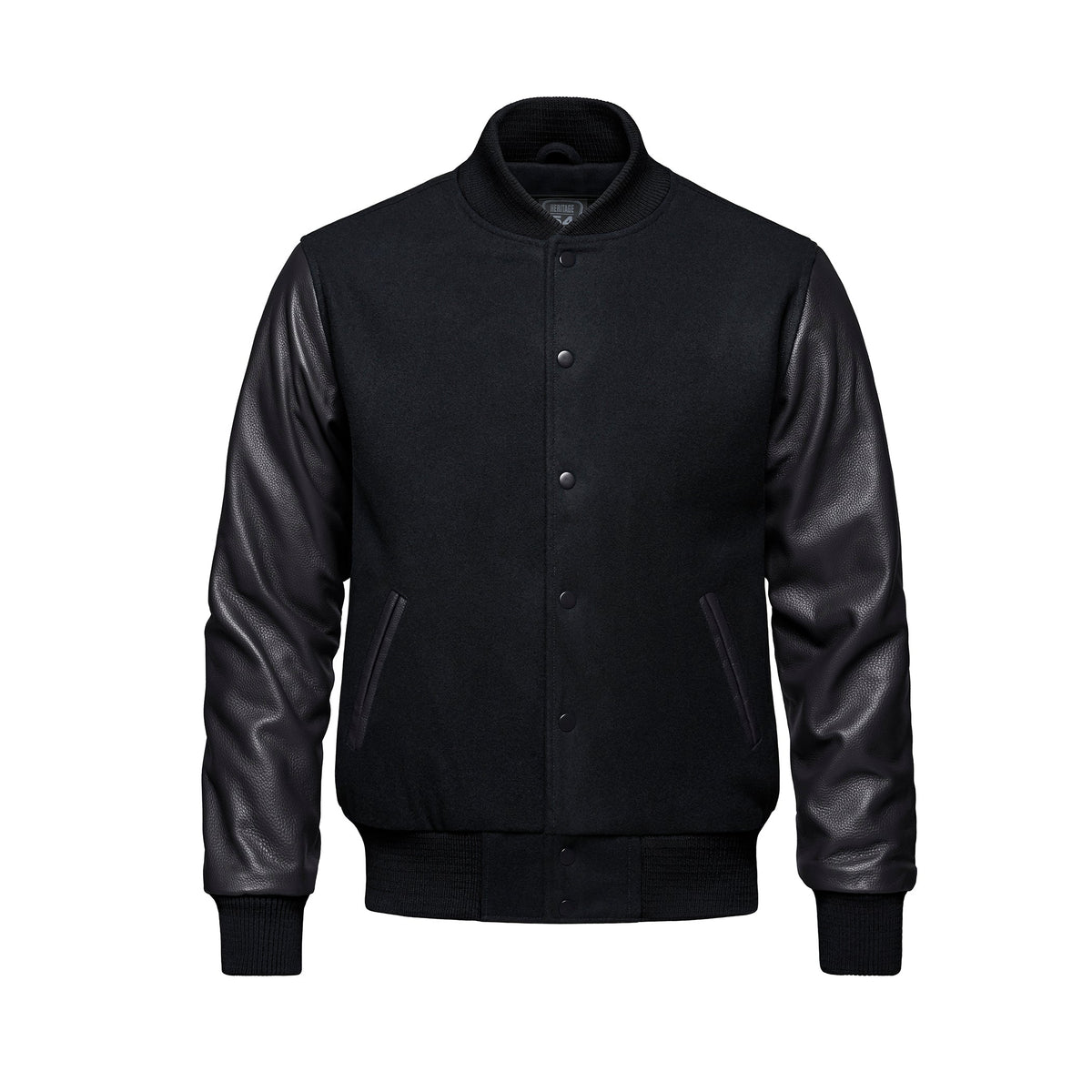 Heritage 54 - Varsity Youth Melton and Leather Varsity Jacket - Black/Black