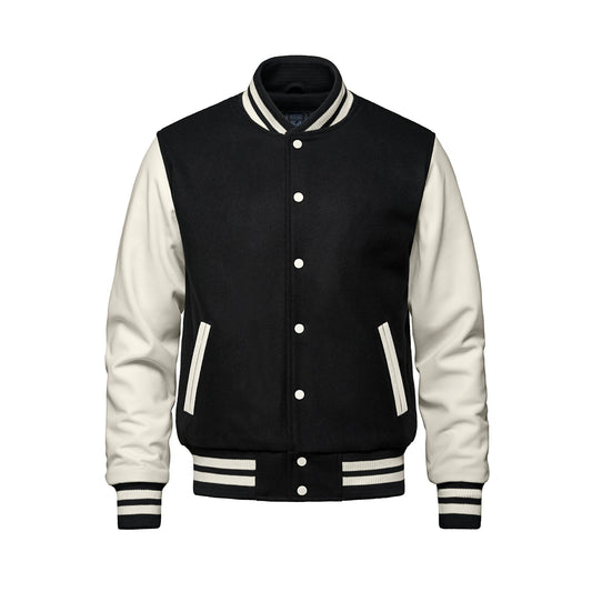 Heritage 54 - Varsity Melton and Leather Varsity Jacket - Black/Bone