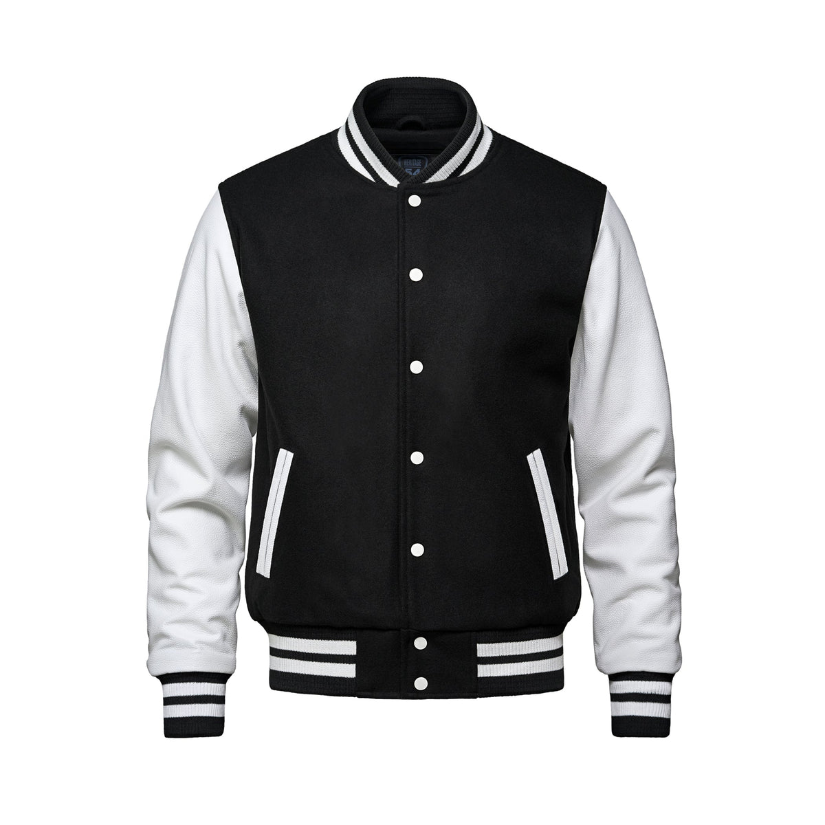 Heritage 54 - Varsity Youth Melton and Leather Varsity Jacket - Black/White
