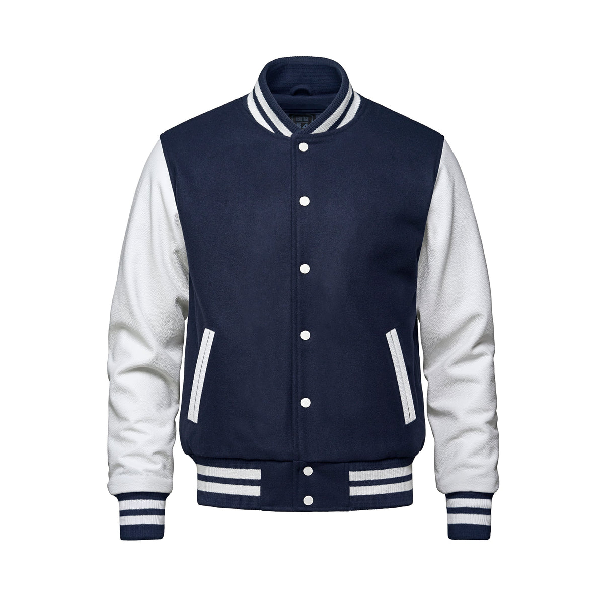 Heritage 54 - Varsity Melton and Leather Varsity Jacket - Navy/White
