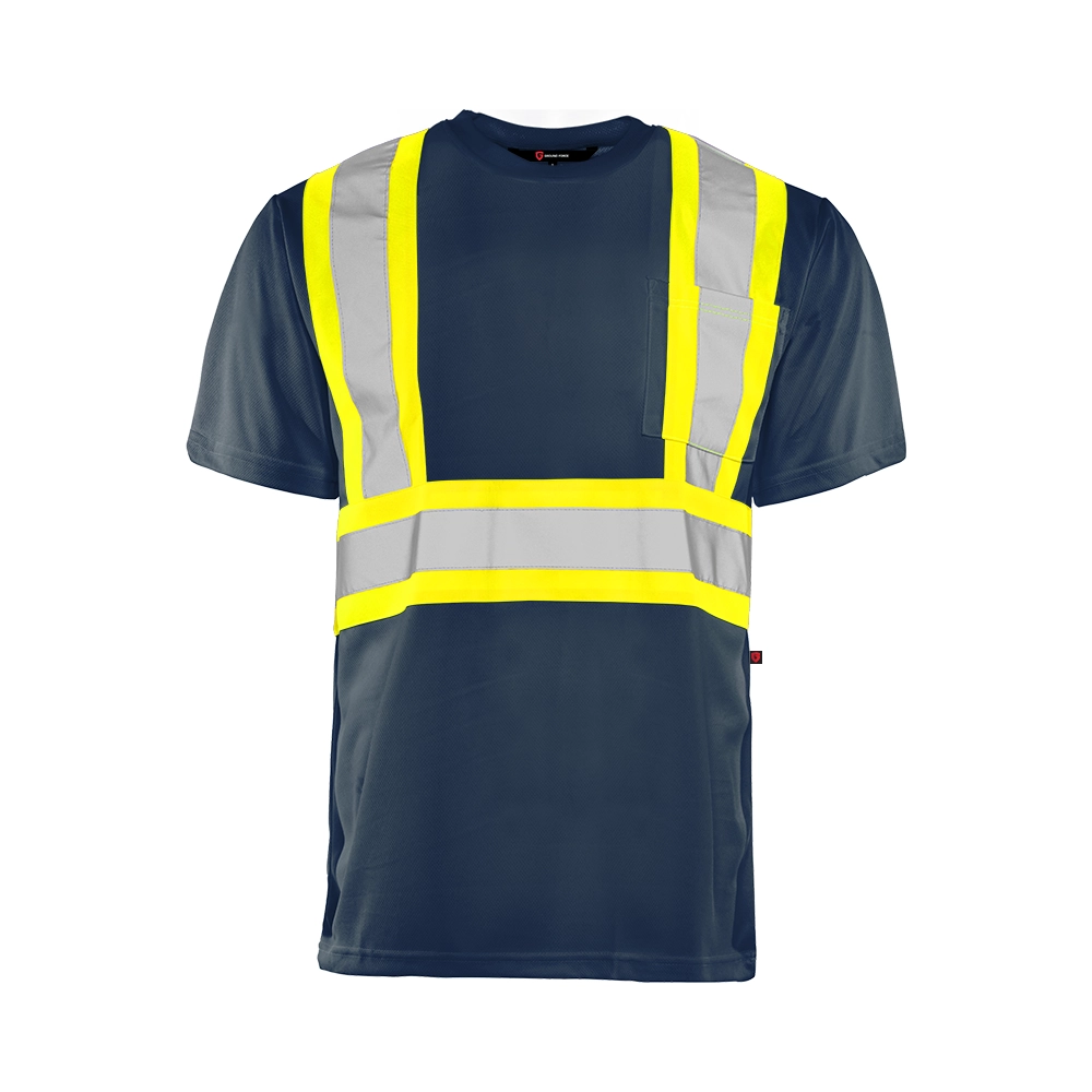 TT1 - Short Sleeve Polyester Traffic T-Shirt, 4″ Refl. Tape - Navy