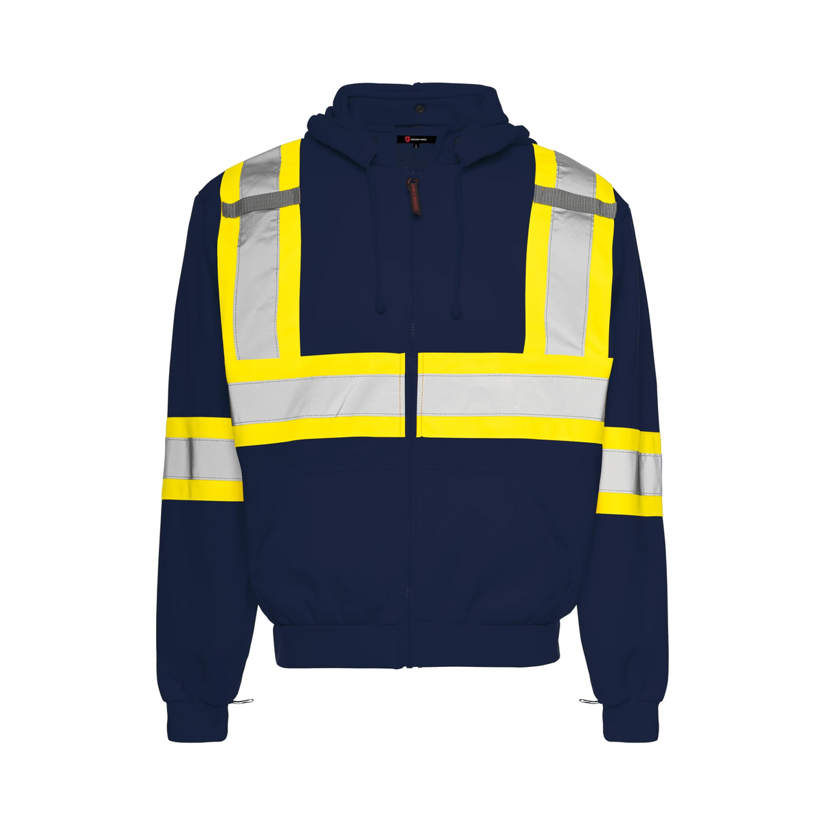 TH3 - Traffic Hoodie w/ Detachable Hood, 4″ Refl. Tape - Navy