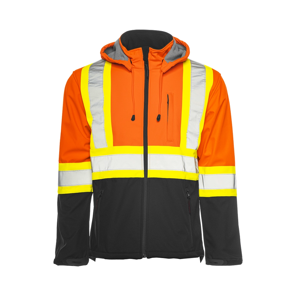 TJ2 - Soft Shell Jacket w/ Detachable Hood, 4″ Refl. Tape - Orange/Black