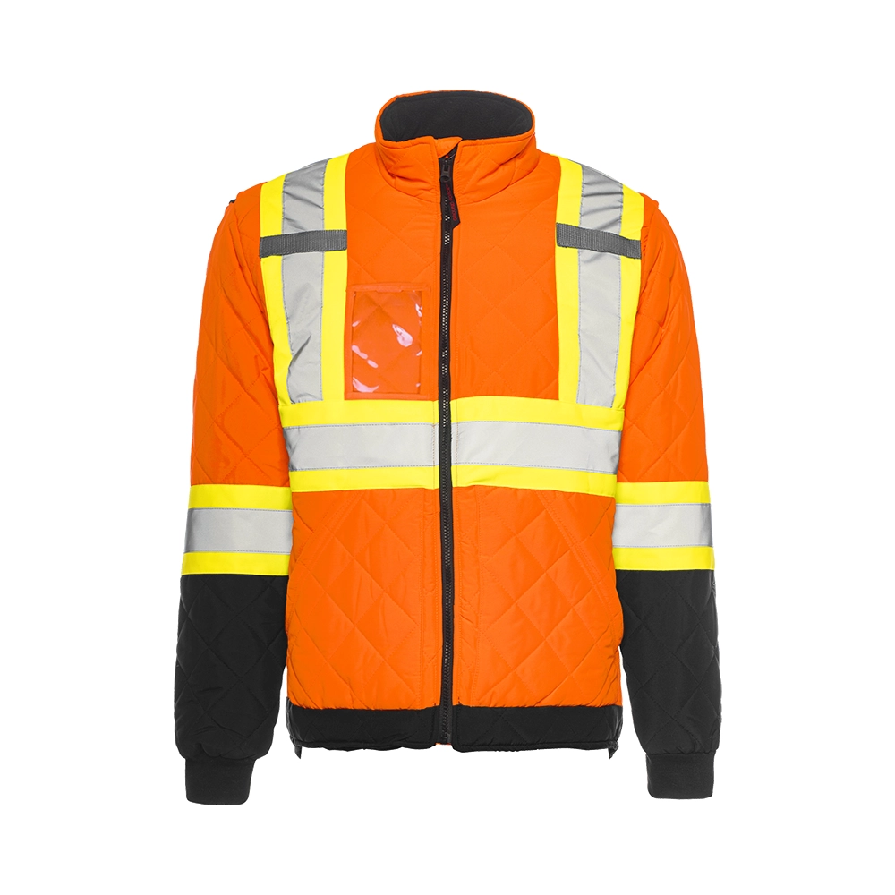 TJ1 - Hi-Vis Quilted Freezer Jacket, 4″ Refl. Tape - Orange
