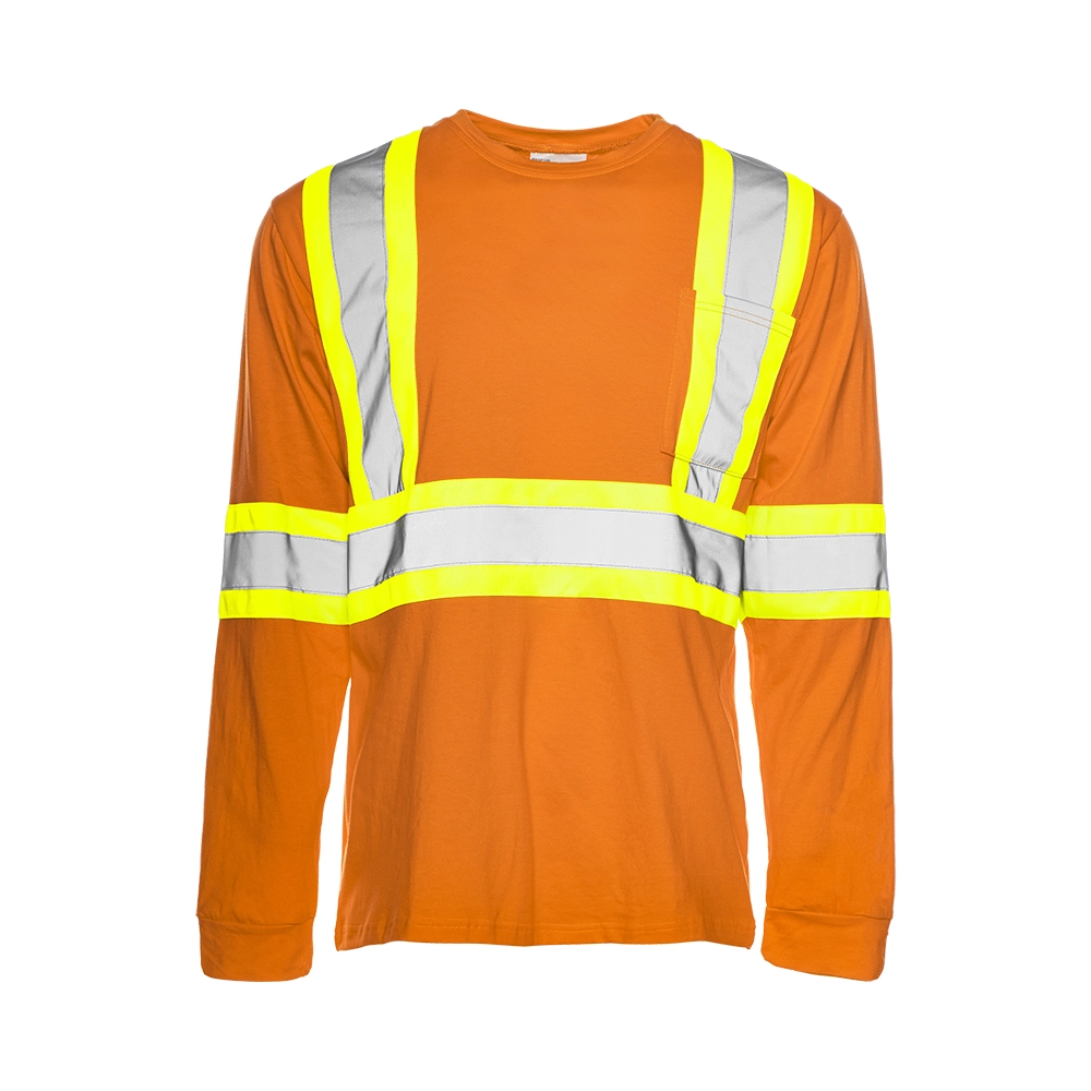 TT4 - Long Sleeve Cotton Traffic T-Shirt, 4″ Refl. Tape - Orange