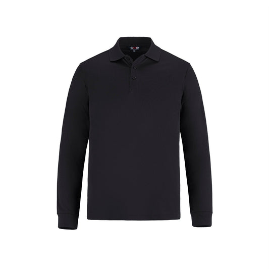 CX2 - Birdie Men's Long Sleeve Pique Mesh Polo - Black