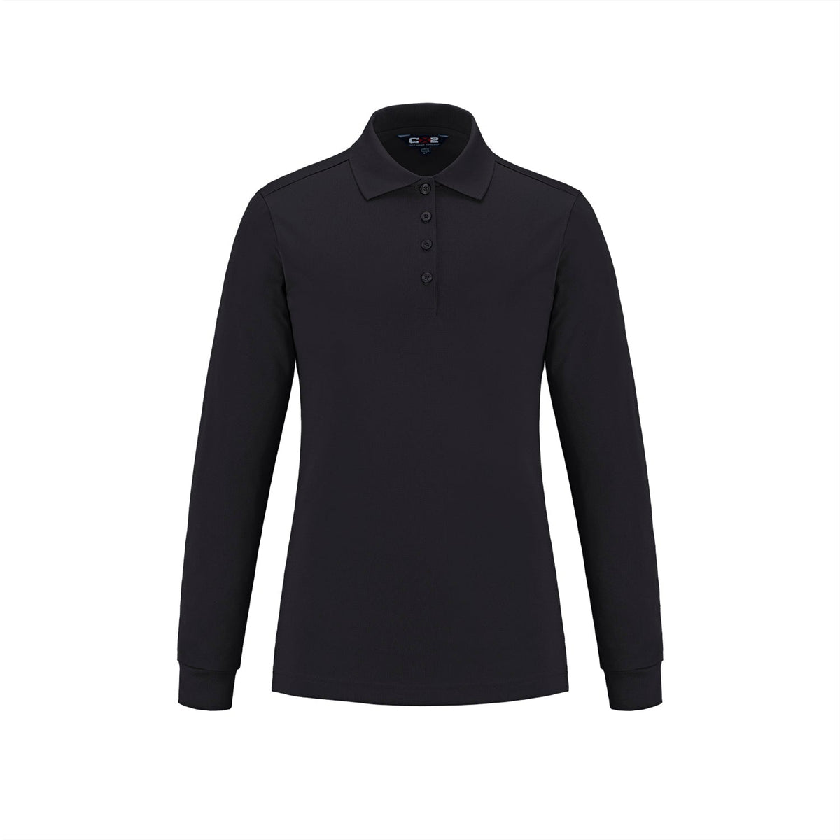 CX2 - Birdie Ladies Long Sleeve Pique Mesh Polo - Black