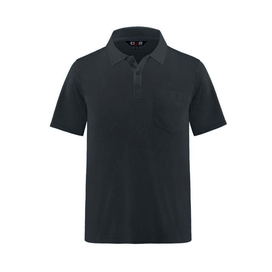 CX2 - Caddy Men's Pique Mesh Polo w/ Pocket - Black