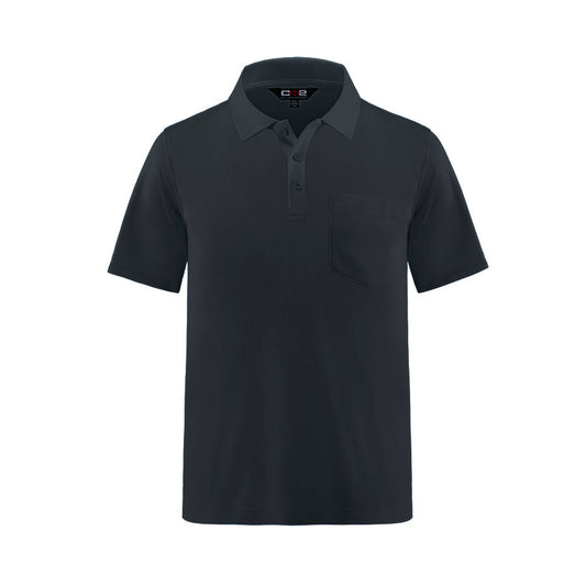 CX2 - Caddy Men's Pique Mesh Polo w/ Pocket - Black