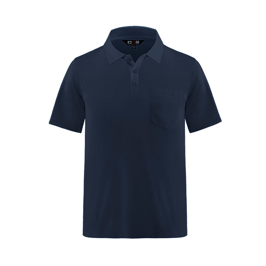 CX2 - Caddy Men's Pique Mesh Polo w/ Pocket - Navy
