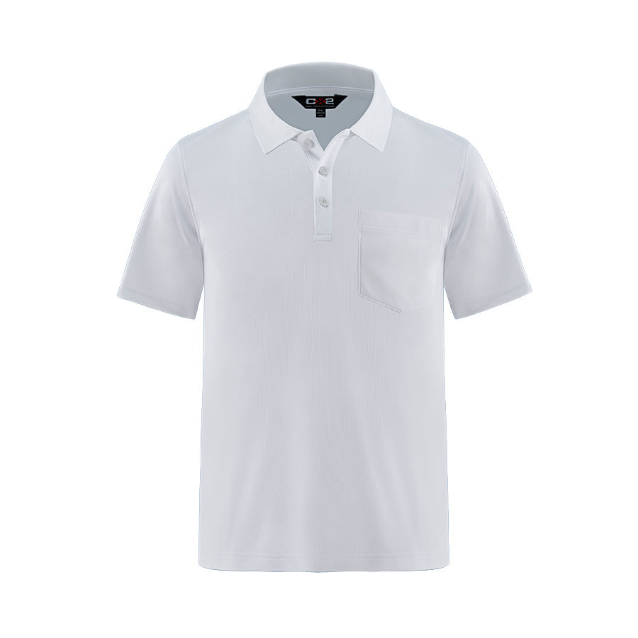 CX2 - Caddy Men's Pique Mesh Polo w/ Pocket - White