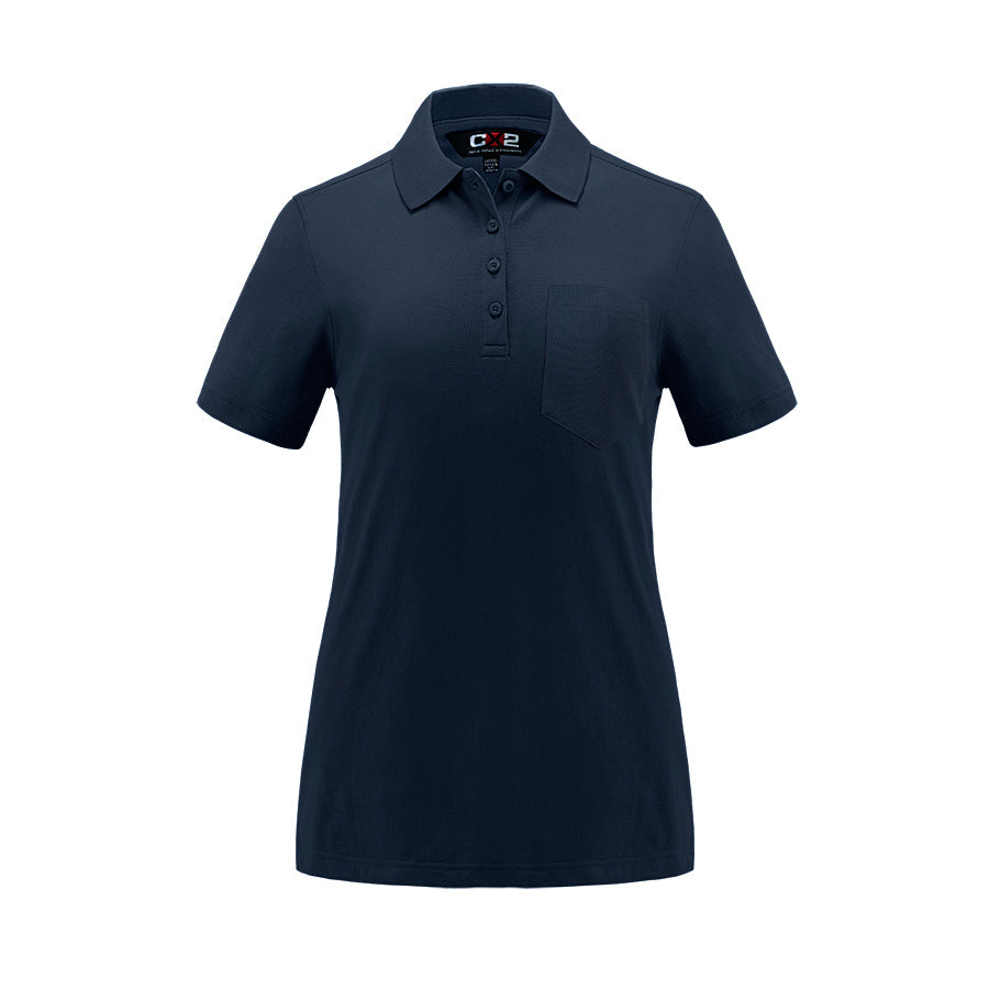 CX2 - Caddy Ladies Pique Mesh Polo w/ Pocket - Navy