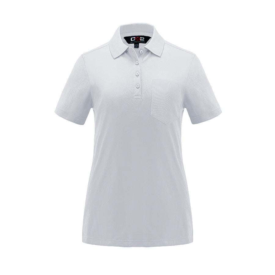 CX2 - Caddy Ladies Pique Mesh Polo w/ Pocket - White