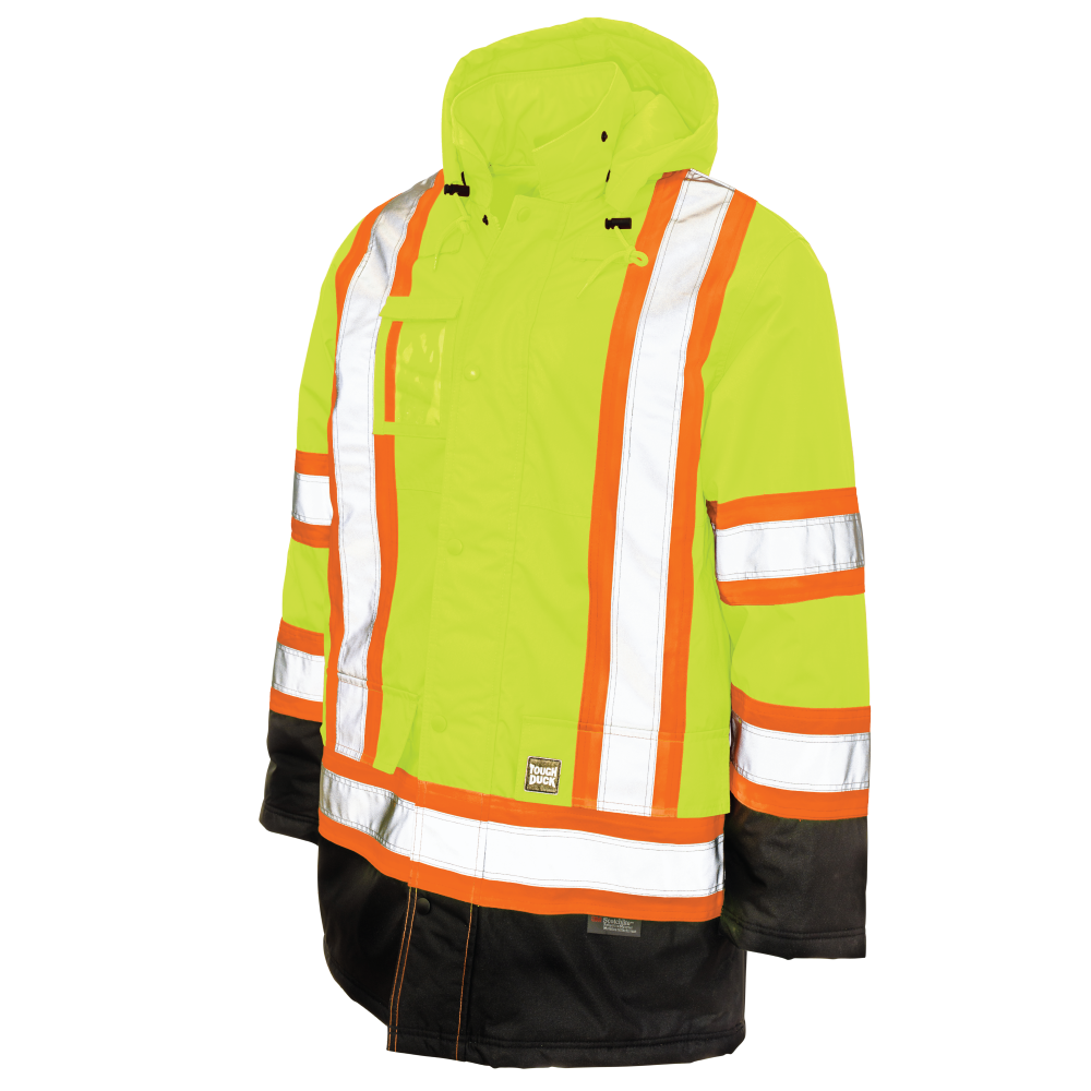Tough Duck - Poly Oxford Lined Safety Parka - Fluorescent Green