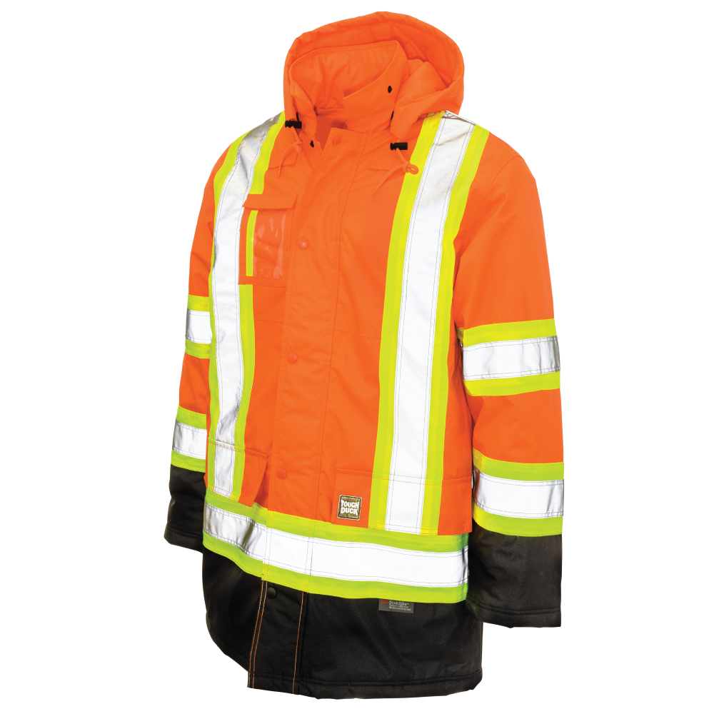 Tough Duck - Poly Oxford Lined Safety Parka - Fluorescent Orange