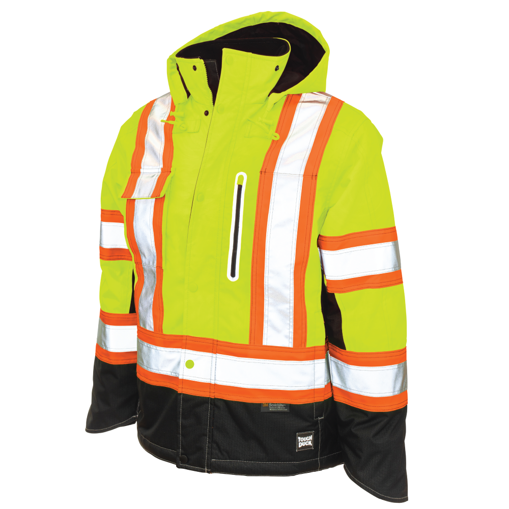 Tough Duck - Ripstop Fleece-Lined Safety Jacket - Fluorescent Green