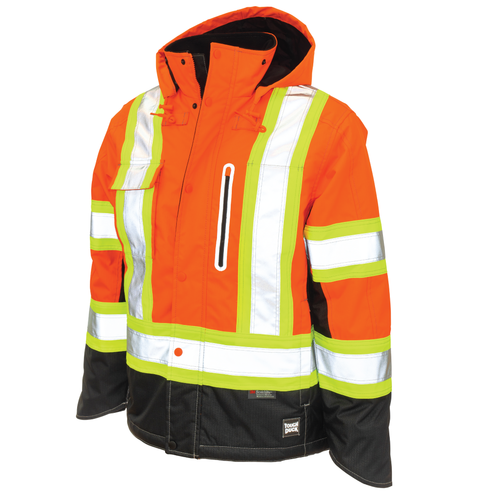 Tough Duck - Ripstop Fleece-Lined Safety Jacket - Fluorescent Orange