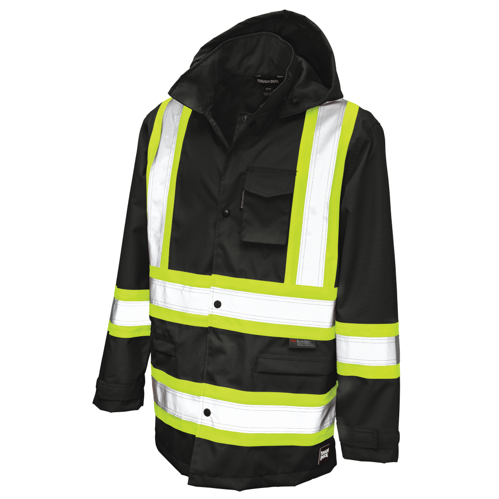 Tough Duck - Ripstop Safety Rain Jacket - Black