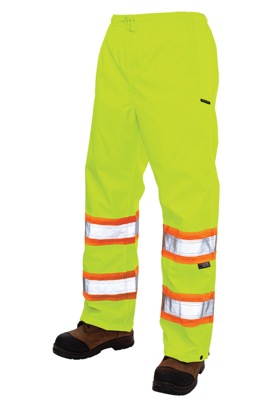 Tough Duck - Pull-On Ripstop Safety Rain Pant - Fluorescent Green