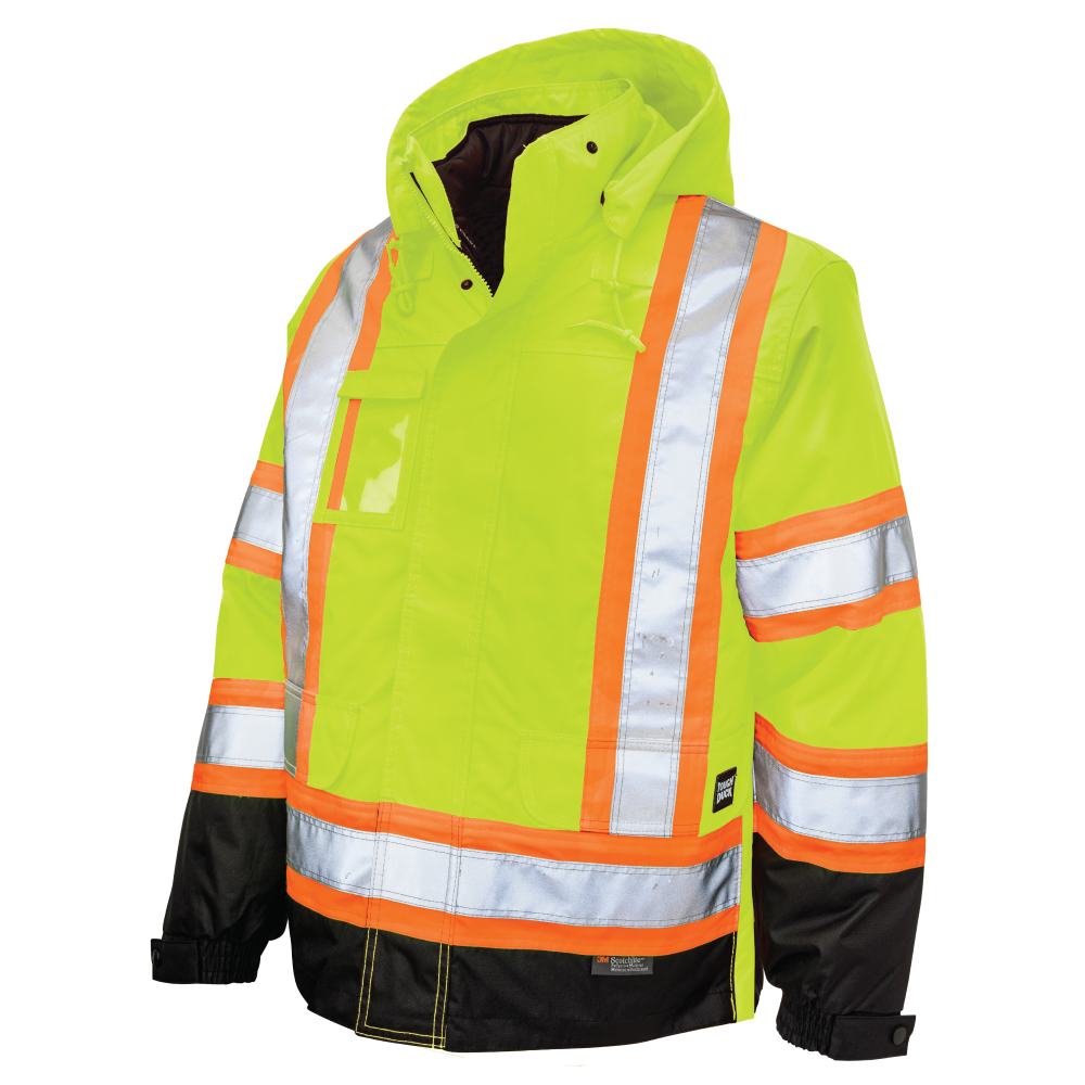 Tough Duck - Poly Oxford 5-In-1 Safety Jacket - Fluorescent Green