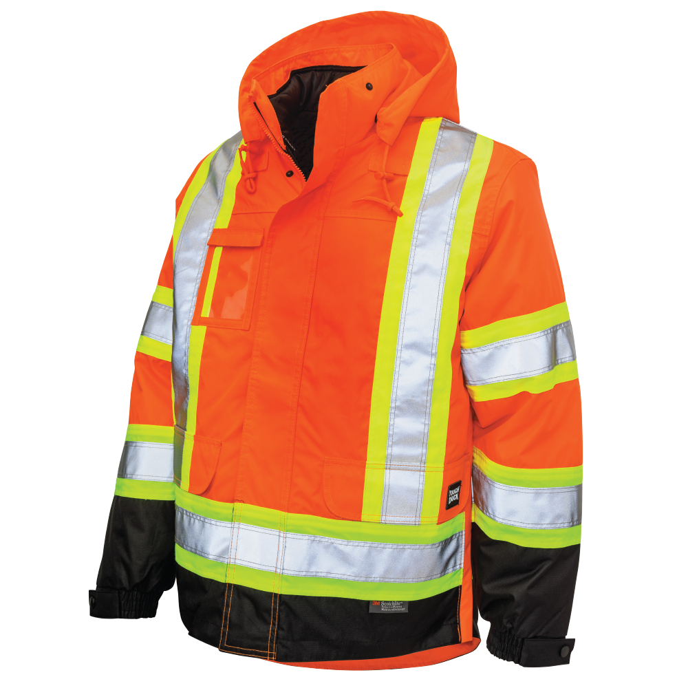 Tough Duck - Poly Oxford 5-In-1 Safety Jacket - Fluorescent Orange