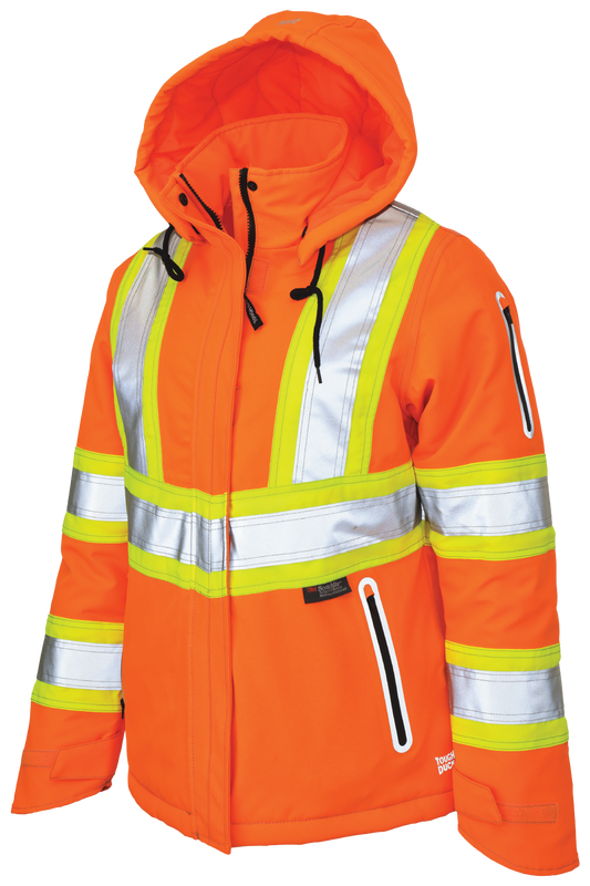 Tough Duck - Women’s Insulated Tough Flex Safety Jacket - Fluorescent Orange